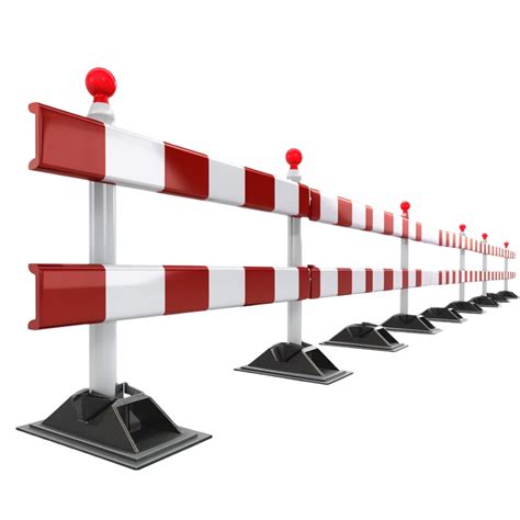 A Barrier With Red And White Stripes On Transparent Background
