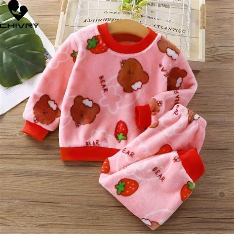 Neue Herbst Winter Kinder Verdicken Warme Flanell Pyjamas Sets Baby