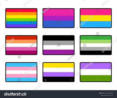 Lgbt Pride Flags Sticker Set Outlined Stock Vector Royalty Free