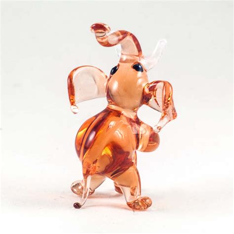 Glass Elephant Figurine Blown Glass Elephant Figure Glass Etsy