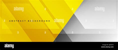 Yellow and gray modern futuristic abstract wide banner with geometric ...
