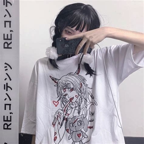 Harajuku Anime Japanese Women T Shirt Harajuku Short Sleeve Etsy