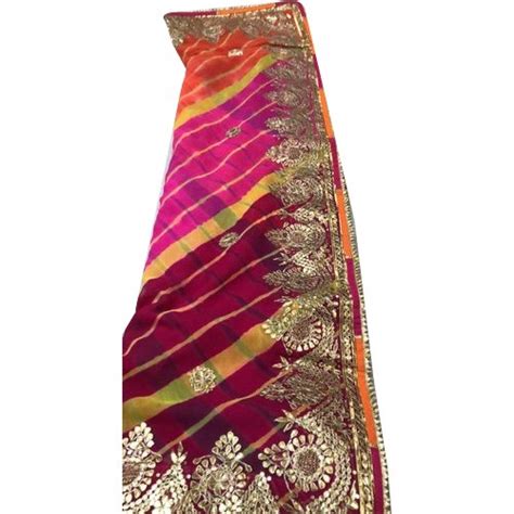 Multicolor Gota Work Leheriya Silk Saree at Rs 9750 कढई वल रशम