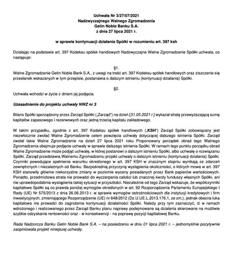 Niepokojąca sytuacja w Getin Bank Jest projekt uchwały dotyczący