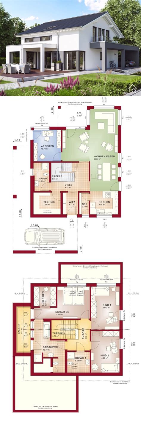 Modernes Haus Design Mit Satteldach Architektur Carport Zimmer