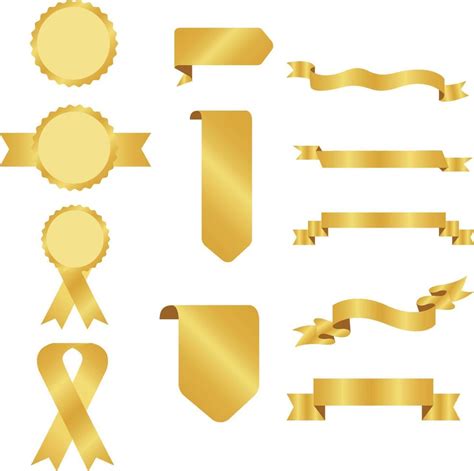 Gold Ribbon Banners Set Pro Vector 22996857 Vector Art At Vecteezy