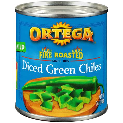 Ortega Mild Diced Fire Roasted Green Chiles 7 Oz