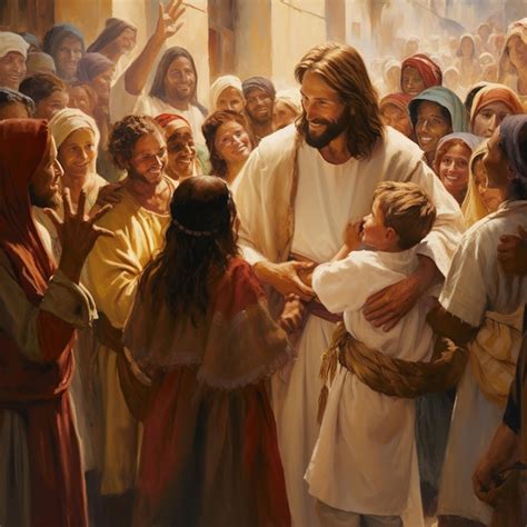 Premium AI Image Jesus Christ Talking To People Oil Painting