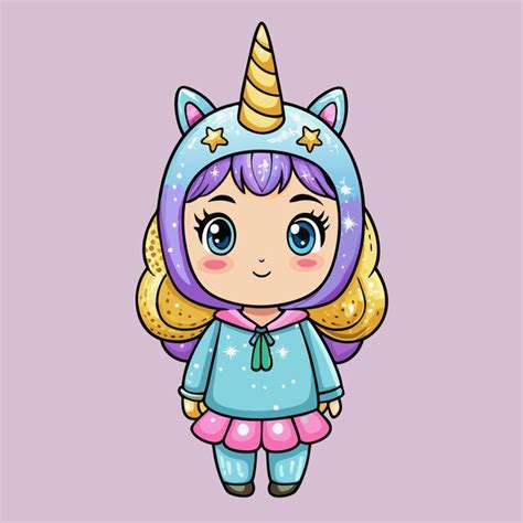 Premium Vector Pretty Unicorn Girl With Sparkly Horn Cartoon Vector