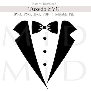 Tuxedo With Bow Tie Svg Customizable Tux Png Editable Tuxedo Svg