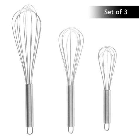 Classic Cuisine 3 Piece Stainless Steel Wire Whisk Set 8683383 HSN