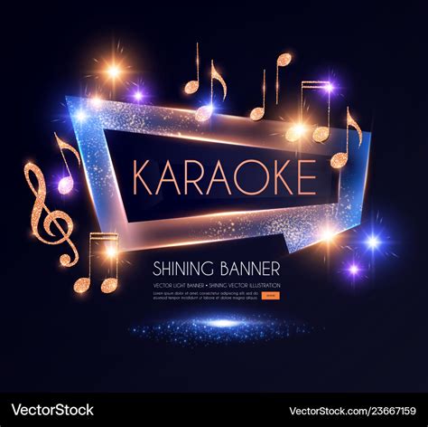 Shining Karaoke Party Banner With Golden Notes Vector Image