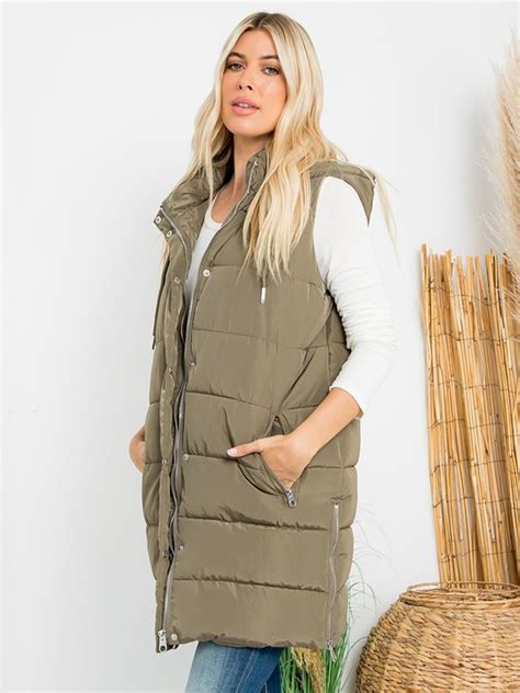 Plus Hooded Long Puffer Vest New York And Company