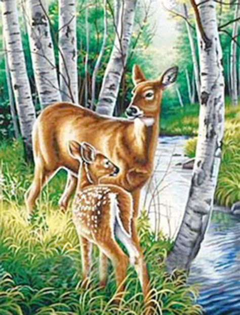 X Cm Diy Full Drill Diamond Painting Cross Stitch Sika Deer Printed