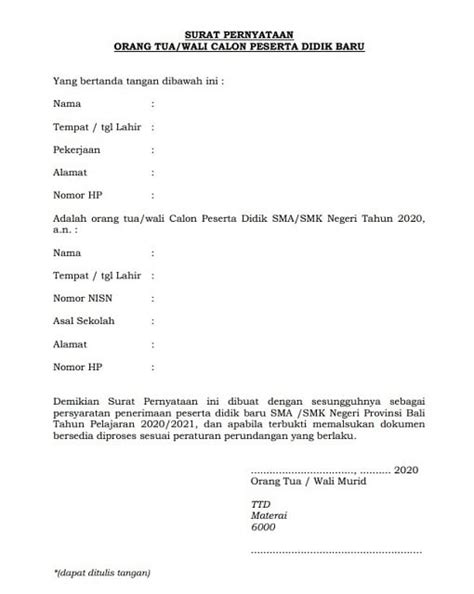 Cara Membuat Surat Pernyataan Orang Tua Wali Siswa Nbkomputer