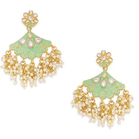 Buy Fabula Mint Green Meenakari Enamel With Kundan Pearls Ethnic