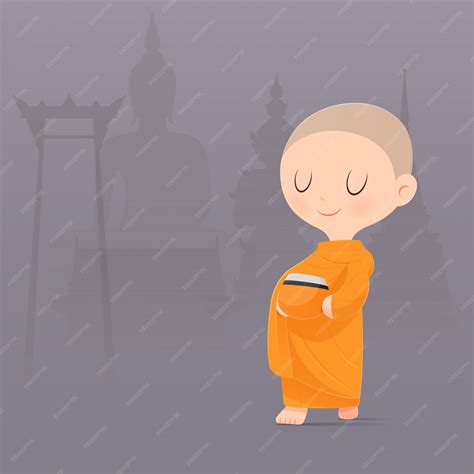 Premium Vector Cartoon Buddhist Monk Of Southeast Asia Receive Food