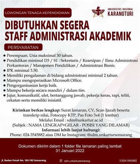 Staff Administrasi Akademik Universitas Nasional Karangturi SCU