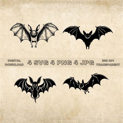 Bat SVG Bundle, PNG, Bat Clipart, Hand Drawn Bats Vector Illustration ...