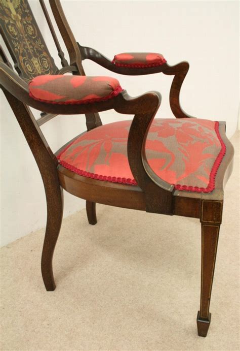 Antique Late Victorian Inlaid Mahogany Armchair Antiquescouk