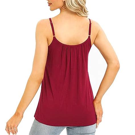 Women Flowy Tank Top Loose Fit Camisole With Built In Bra Sleeveless Vest Summer Ebay