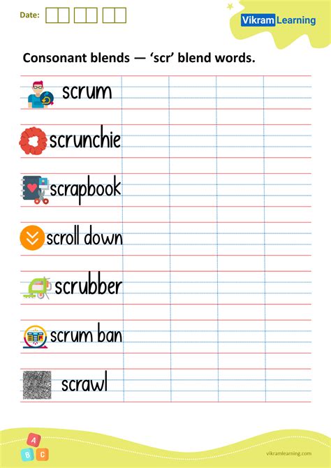 Download Consonant Blends — ‘scr Blend Words Worksheets