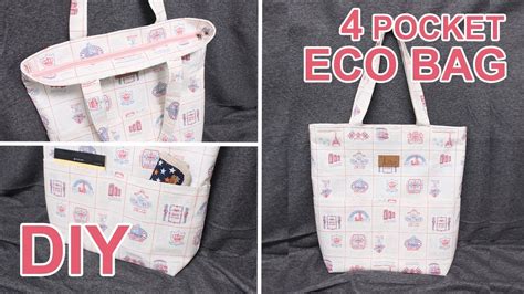 Diy Basic Tote Bag With 4 Pockets 4개의 포켓이 있는 에코백 How To Make A Eco