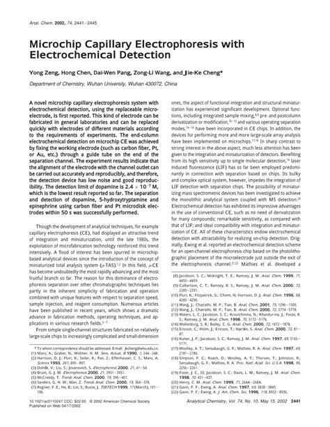 Pdf Microchip Capillary Electrophoresis With Electrochemical Detection