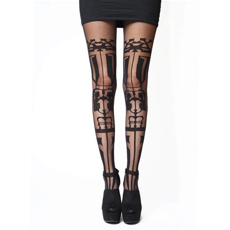 Pamela Mann Tribal Sheer Tights In Black 13 Liked On Polyvore