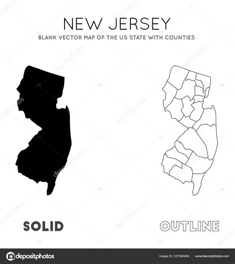 New Jersey Map Blank Vector Map State Counties Borders New Stock Vector