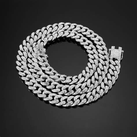 Men Hip Hop Iced Out Bling Chain Necklace Pave Setting Rhinstones CZ