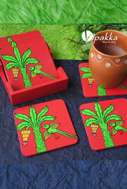 Hand Painted Coaster Set Inspired By Pattachitra Art Form Vh