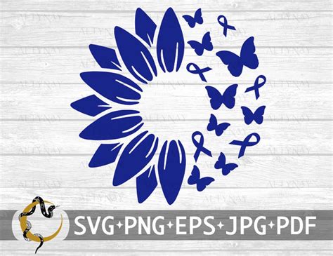 Sunflower Colon Cancer Butterfly SVG Colon Cancer SVG Dark Etsy