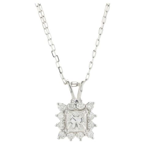 White Gold Halo Pendant With Diamond On The Center For Sale At 1stdibs