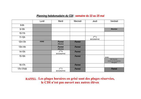 Calaméo Planning Hebdomadaire Du Cdi 22 05 Au 25 05 Copie