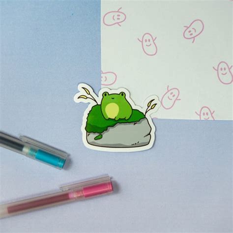 Frog Sticker Waterproof Glossy Vinyl Sticker Cute Etsy