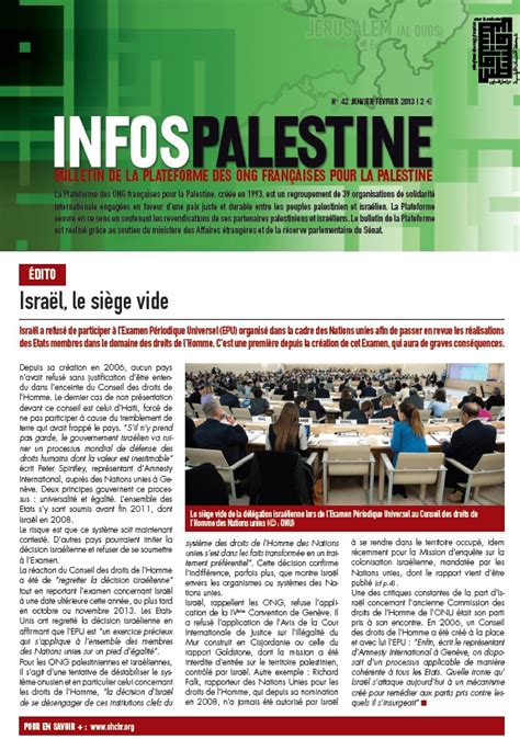 Infos Palestine N°42 Le Bimestriel De La Plateforme Palestine