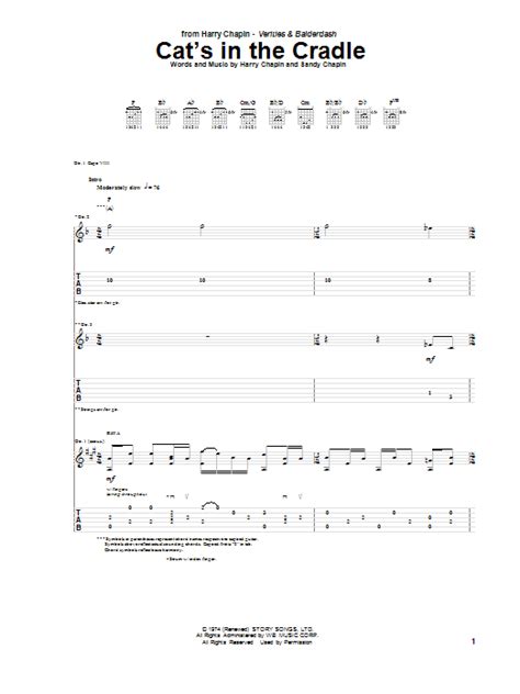 Cats In The Cradle By Harry Chapin Guitar Tab Guitar Instructor