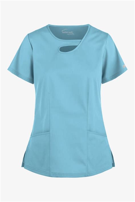 Ua Butter Soft Stretch Asymmetric Keyhole Scrub Top Fashion Scrubs