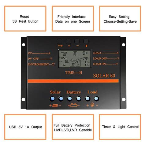 PowMr 60A 80A PWM contrôleur de Charge solaire Batterie automatique