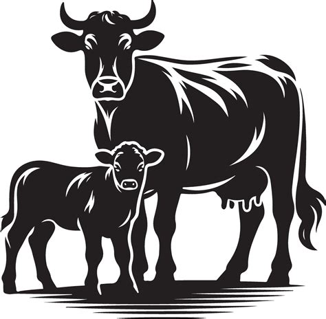 Cow and Calf Silhouette, black color silhouette 46036080 Vector Art at Vecteezy