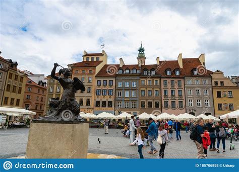 Old Town And Visitors In Warsaw City In Summer Poland Editorial Stock