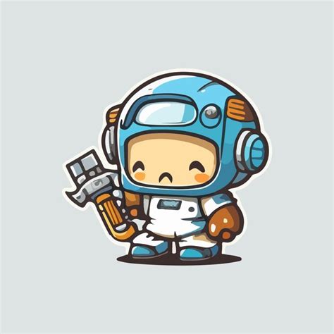 Niedliche Roboter Astronauten Cartoon Vektor Symbol Illustration