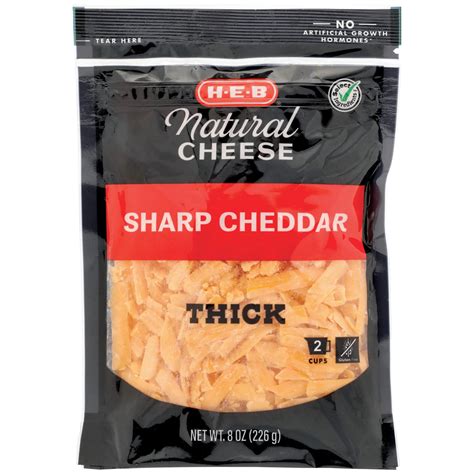 H E B Sharp Cheddar Shredded Cheese Thick Cut Shop Cheese At H E B