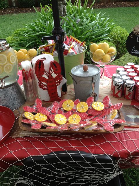 Crawfish Boil Table Look At The Cute Cookies Crawfish Boil Party