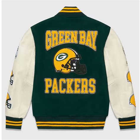 Green Wool Leather Green Bay Packers Ovo Varsity Jacket Jackets Masters