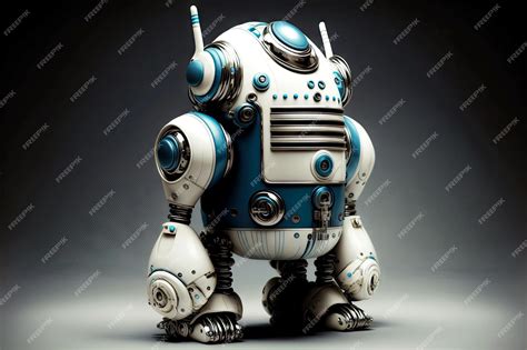 Premium Photo | White blue big android robot vacuums android on dark ...
