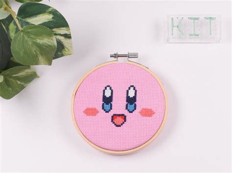 Kirby Cross Stitch Kit Kirby Beginner Embroidery Kit Kirby Ts