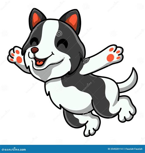 Cute Border Collie Dog Cartoon Jumping Stock Vector Illustration Of