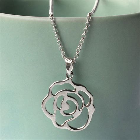 Contemporary Silver Rose Necklace By Martha Jackson Sterling Silver